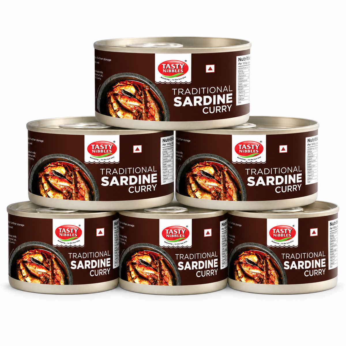 Tasty Nibbles - Ready to Eat Traditional Sardine Curry – 6 x 185g - PACK OF 6
